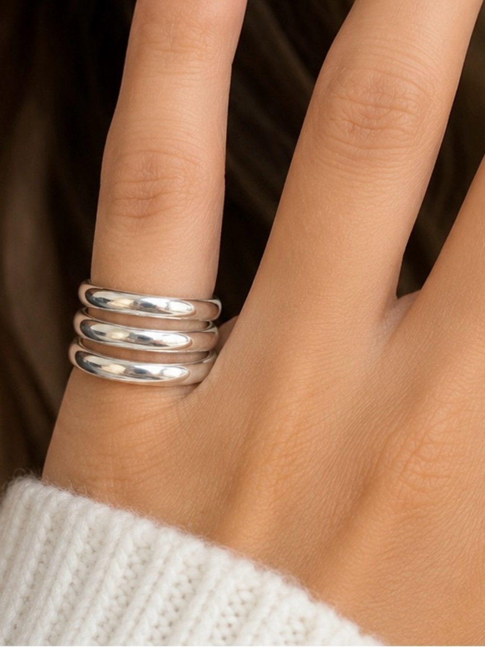 Sterling Silver Triple Band Ring Size 4.75 Great Pinkie Ring